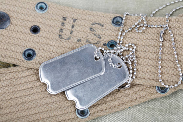 blank dog tags on us army uniform world war two era