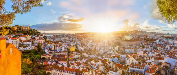 istock Panoramic aerial view of Lisbon city 1205844529