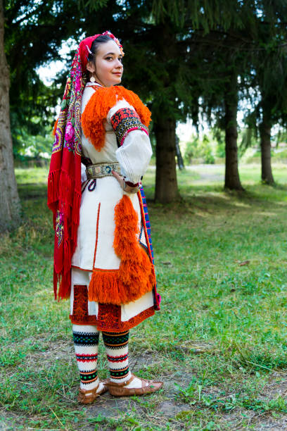 istock Woman dressed in national costume 1205853053