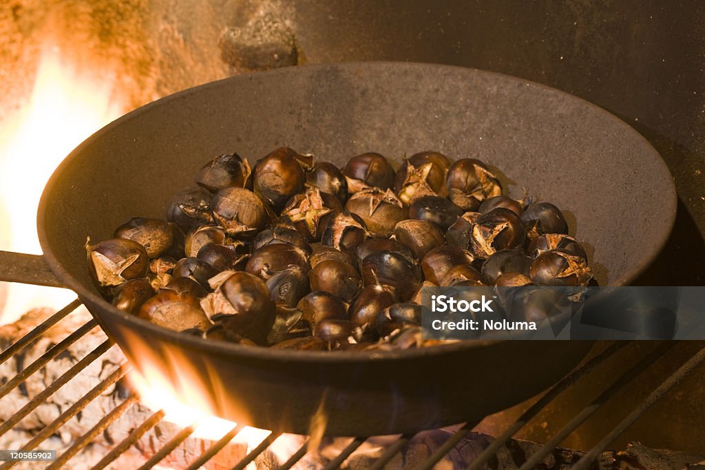 roasting Chestnuts  Autumn Stock Photo