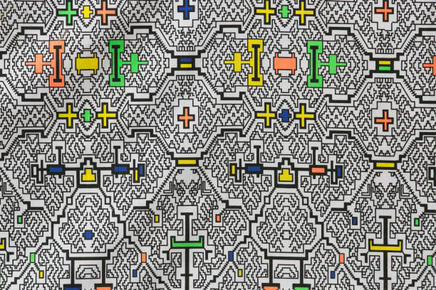Ashaninka textile with black and white patterns from the Peruvian Amazon