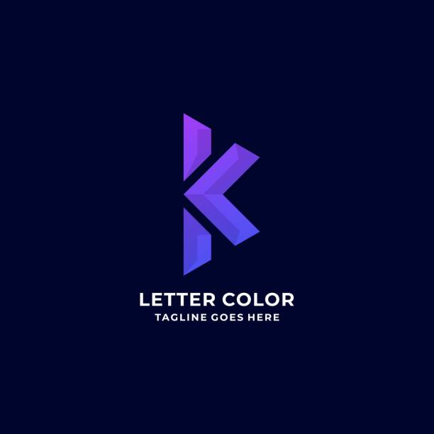 illustrazioni stock, clip art, cartoni animati e icone di tendenza di illustrazione vettoriale lettera k sfumatura colorata. - letter k immagine