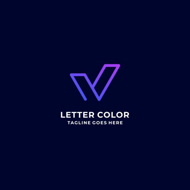 vektor-illustration buchstabe v gradient bunten stil. - ribbon typescript letter vector stock-grafiken, -clipart, -cartoons und -symbole