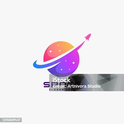 istock Vector Illustration Space Galaxy Gradient Colorful. 1205869437