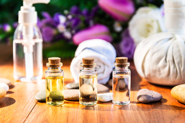istock Spa concept Essential oil in bottle 1205871330