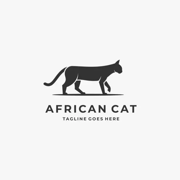 Vector illustration of Vector Illustration African Cat Walking Silhouette Style.