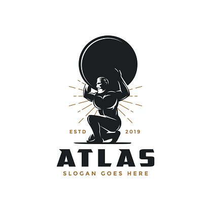 Vintage hipster Atlas god icon icon