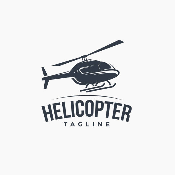 飛行ヘリコプターのロゴ - ヘリコプター点のイラスト素材／クリップアート素材／マンガ素材／アイコン素材