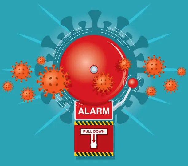 Vector illustration of Red alarm bell - Coronavirus