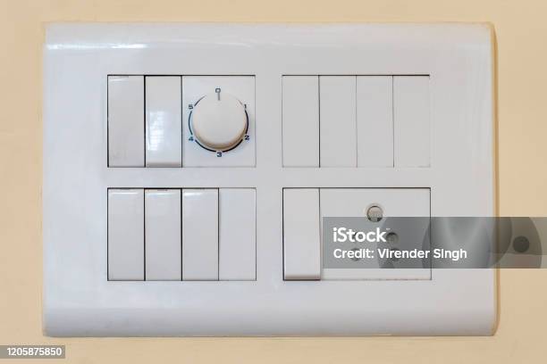 Modern Modular Switchboard With On Off Switch 3 Pin Socket And Fan ...