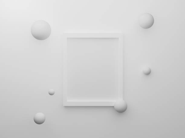 istock Abstract paper frames isolated on white background. 3d render design for display product and banner. Empty clean picture hanging on gray wall for mockup poster and place image. 3d white room. 1205878058