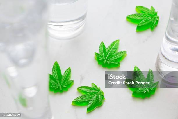 Cbd Cannabis Infused Edible Candy In Mint Flavour Stock Photo - Download Image Now - Gummy Candy, Cannabidiol, Cannabis Plant