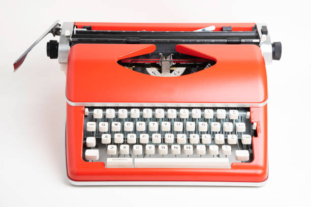 istock Portable Manual Typewriter In Red Orange 1205884022