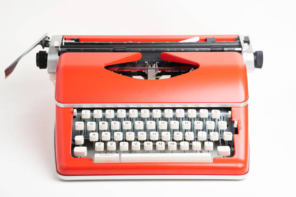 istock Portable Manual Typewriter In Red Orange 1205884042