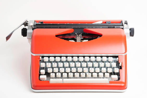 istock Portable Manual Typewriter In Red Orange 1205884052