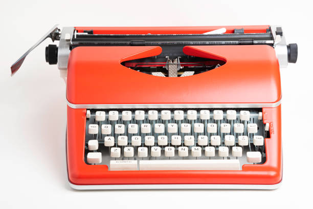 istock Portable Manual Typewriter In Red Orange 1205884062