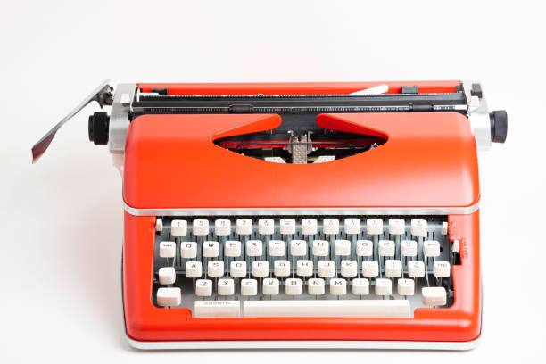 istock Portable Manual Typewriter In Red Orange 1205884078