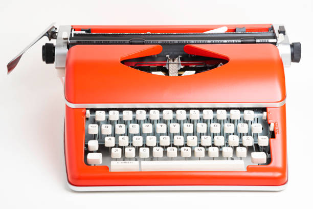 istock Portable Manual Typewriter In Red Orange 1205884081