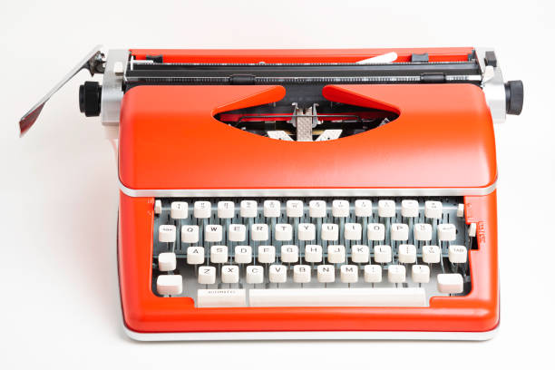 istock Portable Manual Typewriter In Red Orange 1205884087