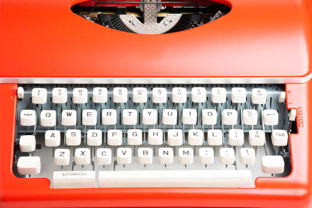 istock Portable Manual Typewriter In Red Orange 1205884315