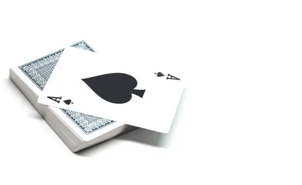 Photo of Ace of spades playing card on white background detail object