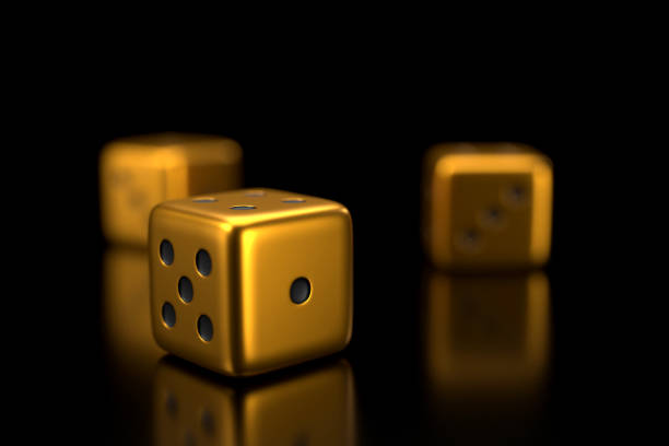 istock Golden dice. Casino online banner. 3D rendering. 1205887155