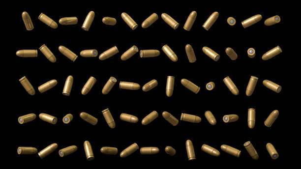 Realistic mock up of bullets falling