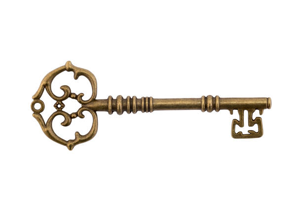 istock Antique key isolated on white background with clipping path 1205892104