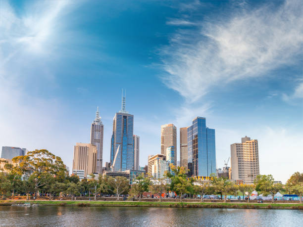 istock Sunset in Melbourne, Australia. City skyline 1205892335