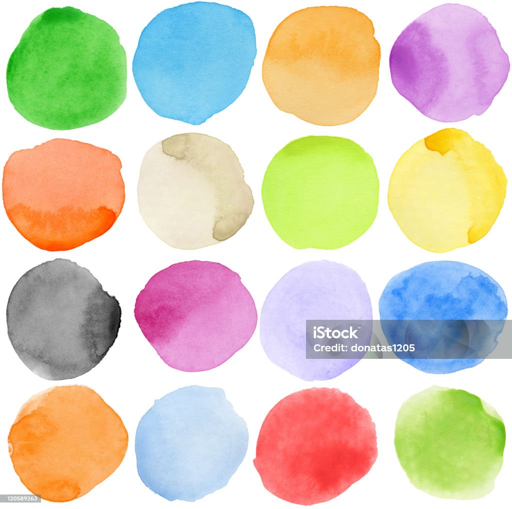 Watercolor elements Abstract watercolor hand painted circle shape design elements. Made myself.  Watercolor Painting Stock Photo