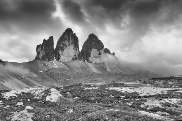 istock Three Peaks of Lavaredo at summer sunset, Italian Dolomites 1205894956
