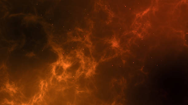 istock Close up hot fire flame burning glowing on black dark background 1205896970