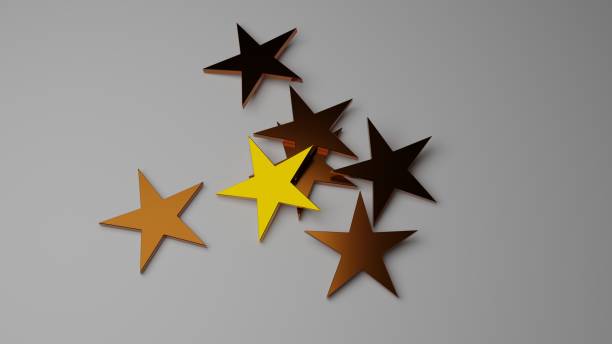 istock 6 golden stars for costumer satisfaction, 3d illustration 1205903375