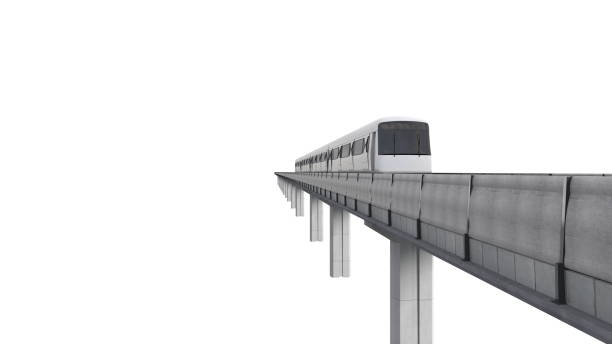 istock Electricity Metro Sky Train with Railway in Perspective View. 1205904405