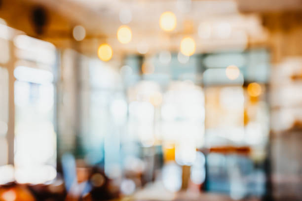 Abstract blur interior coffee shop or cafe for background.