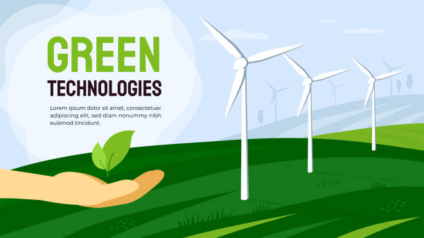 風力タービンによるグリーン技術のコンセプト - climate wind engine wind turbine点のイラスト素材／クリップアート素材／マンガ素材／アイコン素材