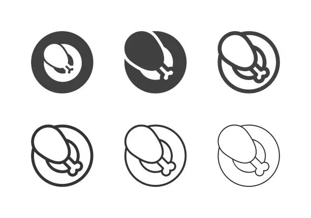 Vector illustration of Fried Chicken Leg Icons - Multi Series