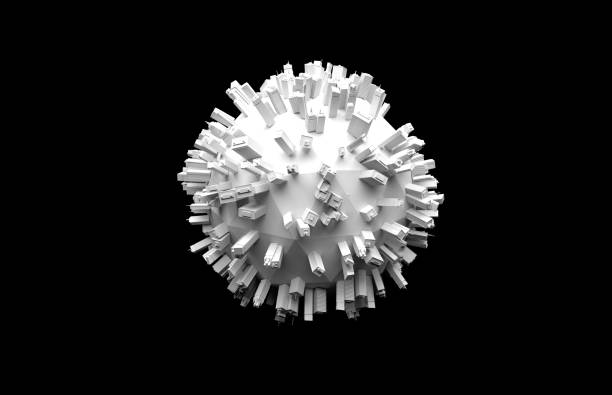 istock little planet with building on a black background, 3d illustration 1205907561