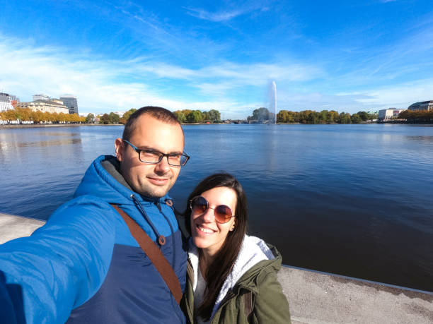 istock Selfies at Elbe riverbank 1205911156
