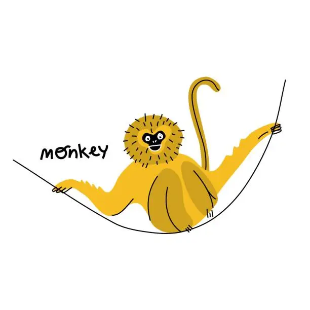 Vector illustration of Cute funny exotic monkey