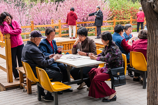 Table games are a popular activity among senior people in China