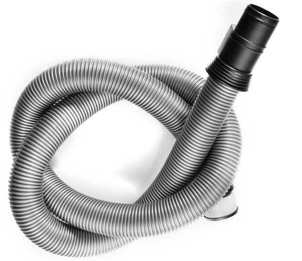 istock Black plastic pipe from a vacuum cleaner on a white background. 1205918482