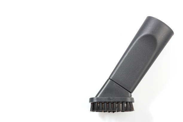 Black nozzle with a vacuum cleaner brush, on a white background.