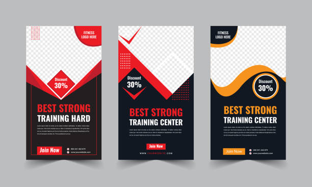 Fitness Gym Banner Template Fitness Gym Banner Template health club stock illustrations