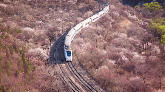 A Chinese special travel route S2 AKA the train to spring. Over 10000 it transports everyday between downtown Beijing and the Great Wall.