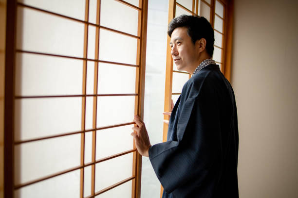 istock Lovely Asian man wearing Yukata 1205924127