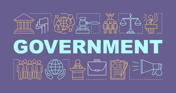 ilustrações de stock, clip art, desenhos animados e ícones de government word concepts banner. political system, campaign. government system. economy, budget. presentation, website. isolated lettering typography idea, linear icons. vector outline illustration - state government