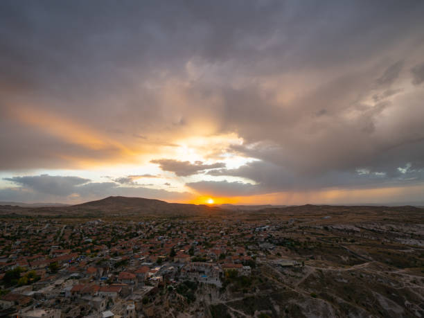 Cappadocia is a semi-arid region in central Turkey, known for its distinctive fairy chimneys, with dwellings carved in to the volcanic rock formations.