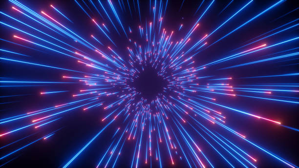 istock 3d rendering, abstract neon background, speed of light concept, sparkling fireworks, shooting stars, meteor shower, universal force, glowing lines, big bang 1205937302