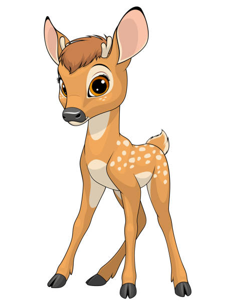 Funny deer child Vector illustration, funny cute baby deer, cute smiling, on a white background doe stock illustrations